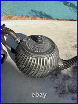 Victorian UK Hallmarked Dixon 5 Piece Silver Plate Fluted Tea Pot Service Set