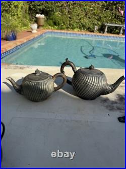 Victorian UK Hallmarked Dixon 5 Piece Silver Plate Fluted Tea Pot Service Set