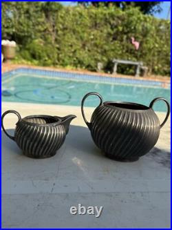 Victorian UK Hallmarked Dixon 5 Piece Silver Plate Fluted Tea Pot Service Set