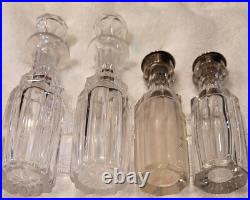 Victorian condiment set Silver Plate 4 Pieces -cut crystal -good condition