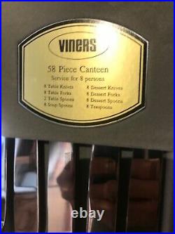 Viners 58 Piece Kings Royal Cutlery Set Silver Plated In Box Canteen