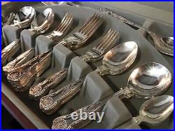 Viners 58 Piece Kings Royal Cutlery Set Silver Plated In Box Canteen