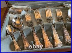 Viners Canteen Cutlery King Royal 58-Piece Silver Plated Serves 8 Boxed Fabulous