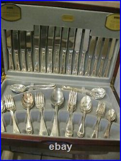 Viners Silver plated 60 piece beaded mahogany Canteen cutlery