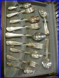Viners Silver plated 60 piece beaded mahogany Canteen cutlery