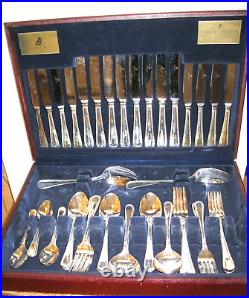 Viners silver plated canteen of cutlery 58 pieces. Mahogany box 45x30x8 cms