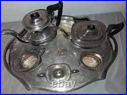 Viniers Of Sheffield silver plate 5 piece tea set withtray