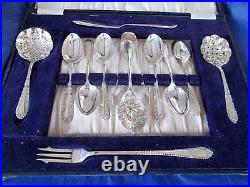Vintage 12 piece A1 silver plated afternoon tea cutlery canteen box Sheffield