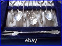 Vintage 12 piece A1 silver plated afternoon tea cutlery canteen box Sheffield