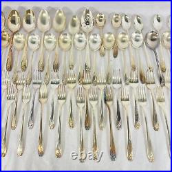 Vintage 1847 Rogers Bros 126 Piece Silver Plate Flatware Set Daffodil 1950