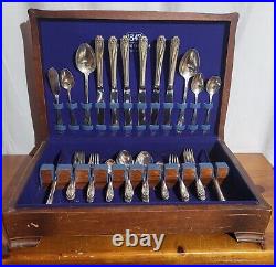 Vintage 1847 Rogers Bros Daffodil 44 Piece Silverware Flatware Set Silver Plate