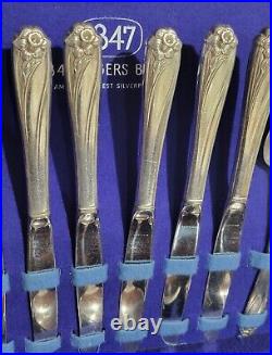 Vintage 1847 Rogers Bros Daffodil 44 Piece Silverware Flatware Set Silver Plate