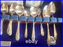 Vintage 1847 Rogers Bros. Daffodil Silverware Set 52 Pieces in Original Chest