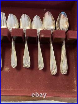 Vintage 1847 Rogers Bros Silver-Plate Daffodil Pattern Silverware 50 Pieces Box