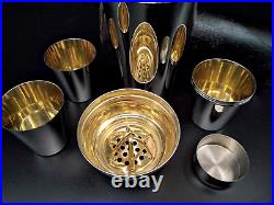 Vintage 1930's German Silver Plate Cocktail Shaker 7 Piece Set Rare