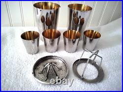 Vintage 1930's German Silver Plate Cocktail Shaker 8 Piece Set Rare