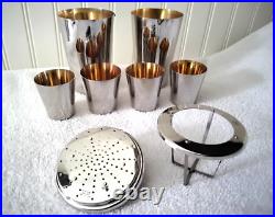 Vintage 1930's German Silver Plate Cocktail Shaker 8 Piece Set Rare