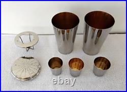 Vintage 1930's German Silver Plate Large Cocktail Shaker 7 Piece Set Rare
