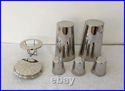 Vintage 1930's German Silver Plate Large Cocktail Shaker 7 Piece Set Rare