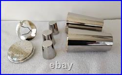 Vintage 1930's German Silver Plate Large Cocktail Shaker 7 Piece Set Rare