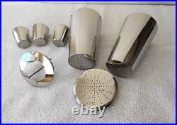 Vintage 1930's German Silver Plate Large Cocktail Shaker 7 Piece Set Rare