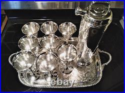 Vintage 1930's SHEFFIELD Silver Plate Cocktail Shaker 10 Piece Set VeryRare