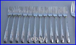 Vintage 1952 Service for 12 Romance 77 Piece Silver Plate Flatware Set MSRP $786