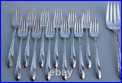 Vintage 1952 Service for 12 Romance 77 Piece Silver Plate Flatware Set MSRP $786