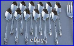 Vintage 1952 Service for 12 Romance 77 Piece Silver Plate Flatware Set MSRP $786