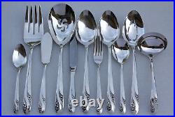 Vintage 1952 Service for 12 Romance 77 Piece Silver Plate Flatware Set MSRP $786
