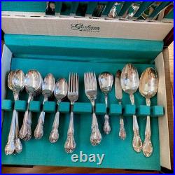 Vintage 1953 GORHAM 60 Piece Silver Plate Service for 8 New Elegance Flatware