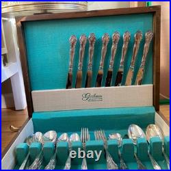 Vintage 1953 GORHAM 60 Piece Silver Plate Service for 8 New Elegance Flatware