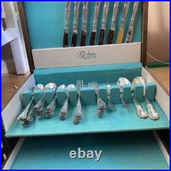 Vintage 1953 GORHAM 60 Piece Silver Plate Service for 8 New Elegance Flatware
