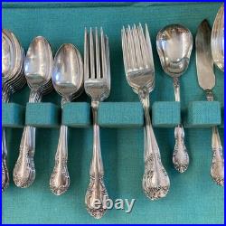 Vintage 1953 GORHAM 60 Piece Silver Plate Service for 8 New Elegance Flatware