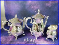 Vintage 3 Piece Silver Plate Set Coffee Tea Pot Brand New