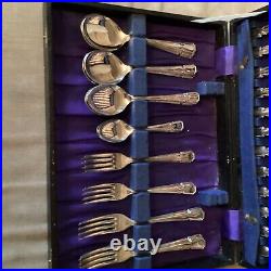 Vintage 41 Piece Boxed Silver Plated Cutlery Set Six Setting Made In Sheffield