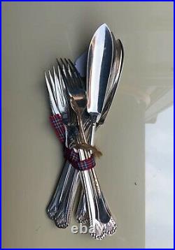 Vintage 44 Piece 6 Place Setting Princess Silver Plated Cutlery Set