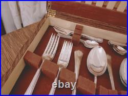 Vintage 44 Piece ART DECO EPNS CUTLERY CANTEEN Isaac Ellis Sheffield 1930s