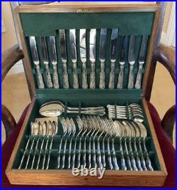Vintage 44 Piece Silver Plated Canteen of Cutlery for 6 Sheffield Made Kings