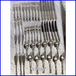 Vintage 48 Piece Silver Plate Kings Pattern 6 Place Cutlery Set, Some Elkington