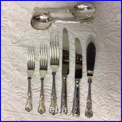 Vintage 48 Piece Silver Plate Kings Pattern 6 Place Cutlery Set, Some Elkington