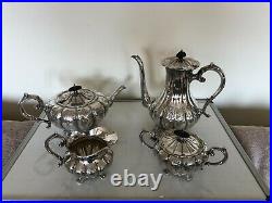 Vintage 4 Piece Highly Decorated Silver Plated Tea/coffee Service On 4 Feet P-6e