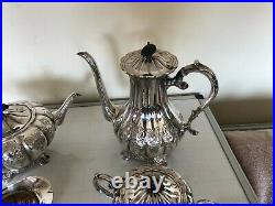 Vintage 4 Piece Highly Decorated Silver Plated Tea/coffee Service On 4 Feet P-6e