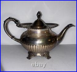 Vintage 4-Piece Silver Plate Georgian Gadroon Community Coffee Tea Drink Set