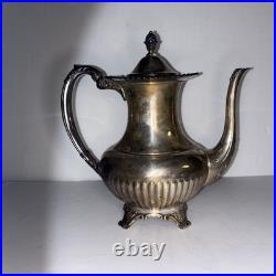 Vintage 4-Piece Silver Plate Georgian Gadroon Community Coffee Tea Drink Set