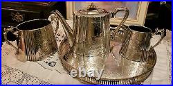 Vintage 4 Piece Silverplate Tea set Creamer Sugar Bowl GalleyTray Sheffield/Rand