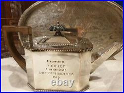 Vintage 4 Piece Tea Service, Harrowby/ Sheffield Plate, Silver on Copper