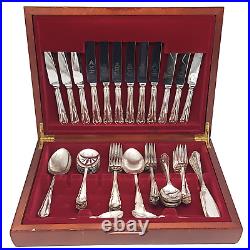 Vintage 56 Piece Silver Plated Cutlery Canteen Box Sheffield England Flatware