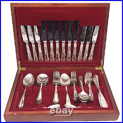Vintage 56 Piece Silver Plated Cutlery Canteen Box Sheffield England Flatware