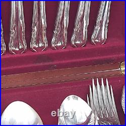 Vintage 56 Piece Silver Plated Cutlery Canteen Box Sheffield England Flatware